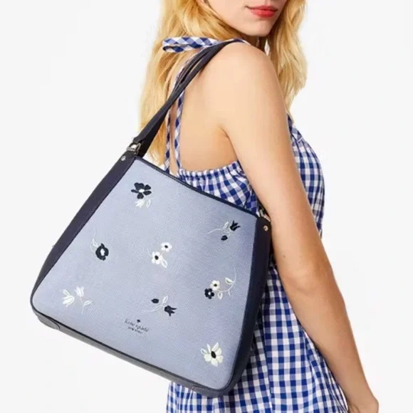 ♠️kate spade Leila Floral Embroidered Medium Triple Compartment Shoulder Bag NWT